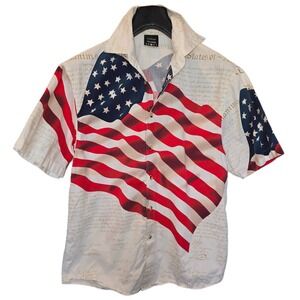 Cotton Traders Sport Mens American Flag Declaration of Independence Shirt M USA